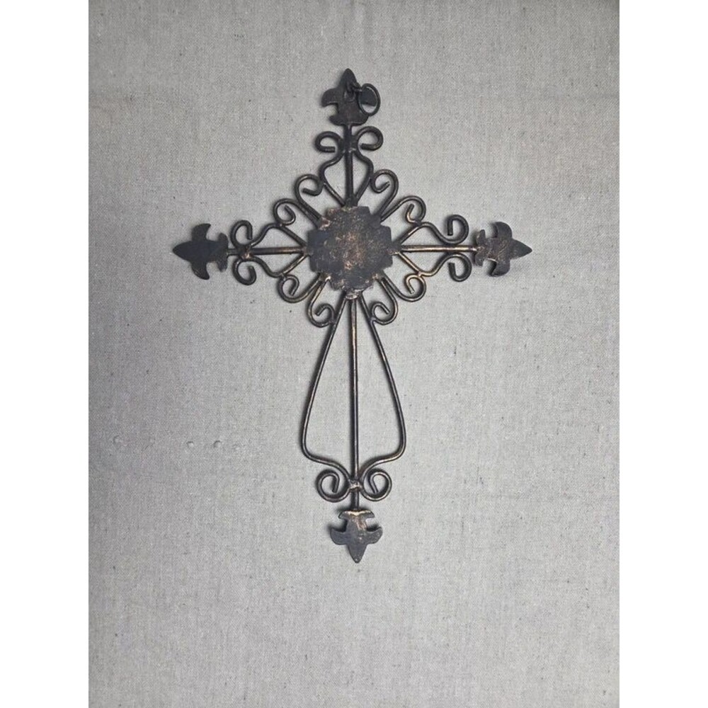 Vintage Scrollwork Wrought Metal Wall Cross